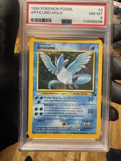 Pokemon TCG 1999 Fossil ARTICUNO 2/62 Holo Rare Unlimited PSA 8 Wotc Card - Image 1
