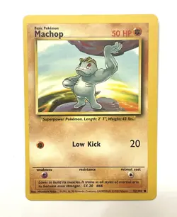 Machop 52/102 Base Set Pokemon Card - LP/MP Miscut Off Center OFC Error - Image 1
