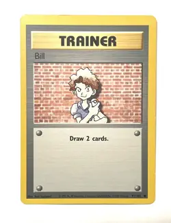 bill 91/102 Base Set Pokemon Trainer Card - MP Miscut Off Center OFC Error - Image 1