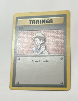bill 91/102 Base Set Pokemon Trainer Card - MP Miscut Off Center OFC Error - Image 2