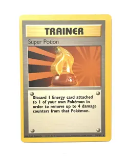 Super Potion 90/102 Base Set Pokemon Card - LP Miscut Off Center Off Error - Image 1