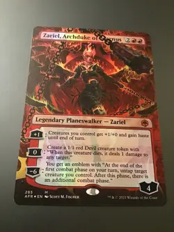 MTG Adventures Forgotten Realms #285 Zariel, Archduke of Avernus Borderless Foil - Image 1