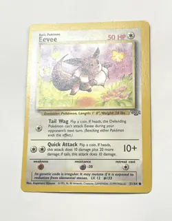 Eevee 51/64 Jungle Pokemon Card - LP Miscut Off Center OFC Error - Image 2