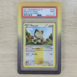 PSA 9 MINT Meowth 102/101 Noble Victories Secret Rare Holo Nintendo Pokemon Card - Image 1