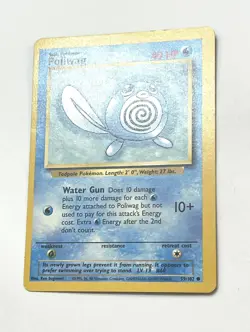 Poliwag 59/102 Base Set Pokemon Card - LP/MP Miscut Off Center OFC Error - Image 2