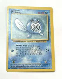 Poliwag 59/102 Base Set Pokemon Card - LP/MP Miscut Off Center OFC Error - Image 3