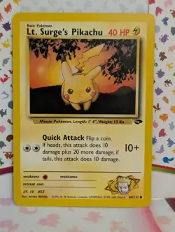 Pokemon TCG Lt. Surge's Pikachu 84/132 Gym Challenge Near Mint NM WOTC - Image 1