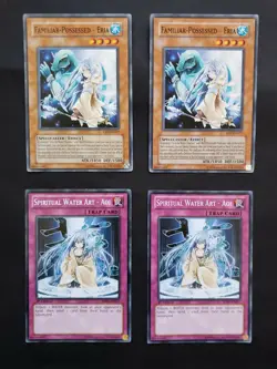 Yugioh - Set of 2x Familiar Possessed Eria and 2x Spiritual Water Art Aoi Common - Image 1