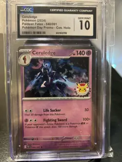 CGC 10 Gem Mint Ceruledge 040/091 Cosmos Holo Pokemon Day Promo 2024 Card TCG - Image 1