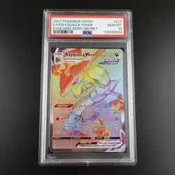 PSA 10 Rayquaza Vmax 217/203 Evolving Skies Rainbow Rare Graded Pokemon Card - Image 1