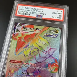 PSA 10 Rayquaza Vmax 217/203 Evolving Skies Rainbow Rare Graded Pokemon Card - Image 2