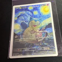 Pokemon Snorlax Lugia Large Lenticular Starry Night Van Gogh Moon Custom Card - Image 1