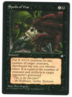 MTG Spoils of War Ice Age ICE Reserved List Rare Create +1/+1 Counters Unplayed - Image 1