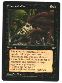 MTG Spoils of War Ice Age ICE Reserved List Rare Create +1/+1 Counters Unplayed - Image 1