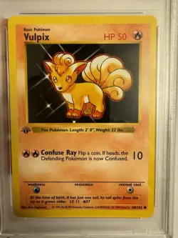 1999 Pokemon - 1st Edition Shadowless Vulpix Base Set 68/102 - PSA 9 Mint! WOTC - Image 3
