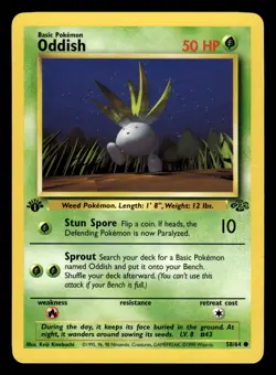 Oddish 58/64 1st Edition Jungle Set Pokemon Card - 3 - Image 1
