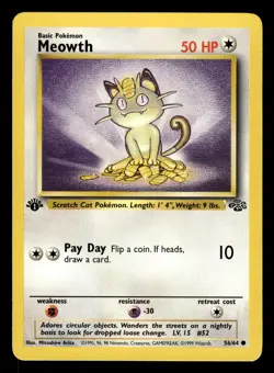 Meowth 56/64 1st Edition Jungle Set Pokemon Card - 1 - Image 1