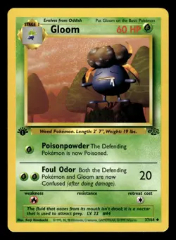 Gloom 37/64 1st Edition Jungle Set Pokemon Card - 2 - Image 1