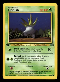 Oddish 58/64 1st Edition Jungle Set Pokemon Card - 2 - Image 1