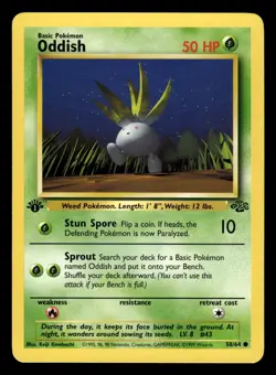 Oddish 58/64 1st Edition Jungle Set Pokemon Card - 4 - Image 1