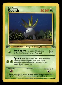 Oddish 58/64 1st Edition Jungle Set Pokemon Card - 5 - Image 1
