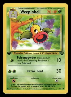 Weepinbell 48/64 1st Edition Jungle Set Pokemon Card - 2 - Image 1