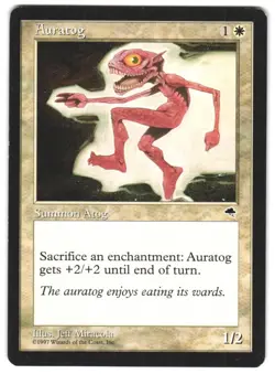 MTG Auratog Tempest TMP Vintage Rare Sacrifice Enchantment +2/+2 Unplayed NM - Image 1