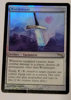 MTG Worldslayer Mirrodin Foil Card English Moderately Played Condition - Image 1