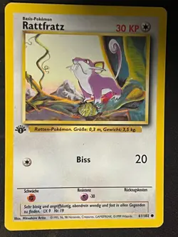 1999 Pokemon German Base Set 1st Edition Rattfratz (Rattata) #61/102 - Image 1