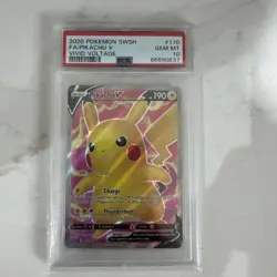 2020 Pokemon SWSH Vivid Voltage Pikachu V 170/185 Ultra Rare PSA GEM MINT 10 - Image 1