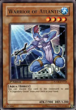 Warrior Of Atlantis - Rare 1st Edition FOTB-EN016 - LP - YuGiOh - Image 1