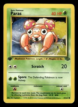 Paras 59/64 1st Edition Jungle Set Pokemon Card - 1 - Image 1