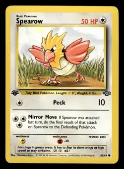 Spearow 62/64 1st Edition Jungle Set Pokemon Card - 5 - Image 1