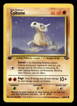 Cubone 50/64 1st Edition Jungle Set Pokemon Card - 7 - Image 1