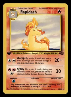 Rapidash 44/64 1st Edition Jungle Set Pokemon Card - 2 - Image 1