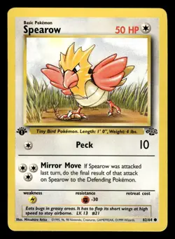 Spearow 62/64 1st Edition Jungle Set Pokemon Card - 3 - Image 1