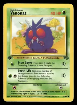 Venonat 63/64 1st Edition Jungle Set Pokemon Card - 3 - Image 1