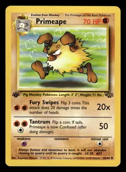 Primeape 43/64 1st Edition Jungle Set Pokemon Card - 1 - Image 1