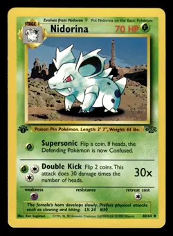 Nidorina 40/64 1st Edition Jungle Set Pokemon Card - 2 - Image 1