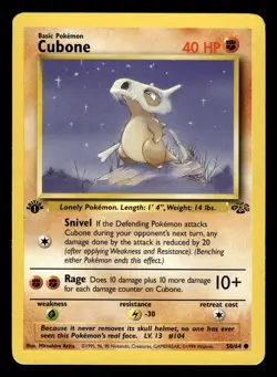 Cubone 50/64 1st Edition Jungle Set Pokemon Card - 5 - Image 1