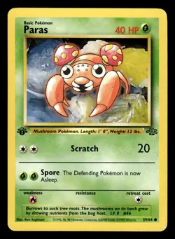 Paras 59/64 1st Edition Jungle Set Pokemon Card - 2 - Image 1
