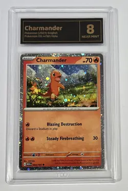Pokemon Slab: Charmander - 004/165 - MEW - Graded TCG Near Mint 8 - Image 1