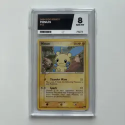 Minun 12/17 Pop Series 1 2004 Pokemon Card - Ace Graded NM - Mint 8 - Image 1