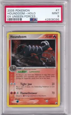 Pokemon Card 2005 EX Unseen Forces No. 7 Houndoom Holo PSA 9 - Image 1