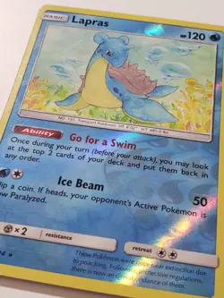 REVERSE HOLO Lapras 56/214 LP - Lost Thunder Pokemon Card - Sekio Art - Image 2