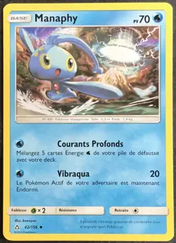 CARTE POKEMON Manaphy Ultra-Prisme 42/156 Excellent etat, jamais jouee - Image 1