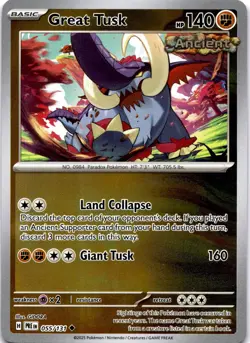 Pokemon Great Tusk 055/131 Prismatic Evolutions Reverse Holo NM - Image 1