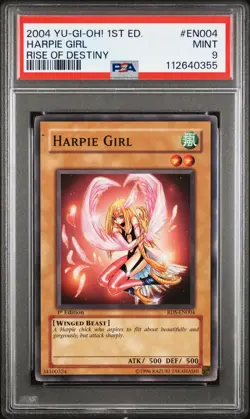 2004 YUGIOH! RDS-RISE OF DESTINY 1ST EDITION #EN004 HARPIE GIRL PSA 9 - Image 1