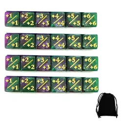 24x Cube Acrylic Card Game Dices Six Dices Counter Token Dice with Velvet Bag - Image 5