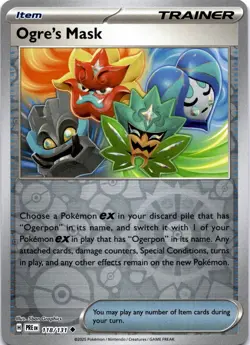 Pokemon Ogre's Mask 118/131 Prismatic Evolutions Reverse Holo NM - Image 1